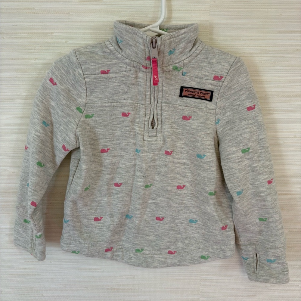 Vineyard Vines Gray Whale Print Quarter-Zip Pullover for Kids 2T